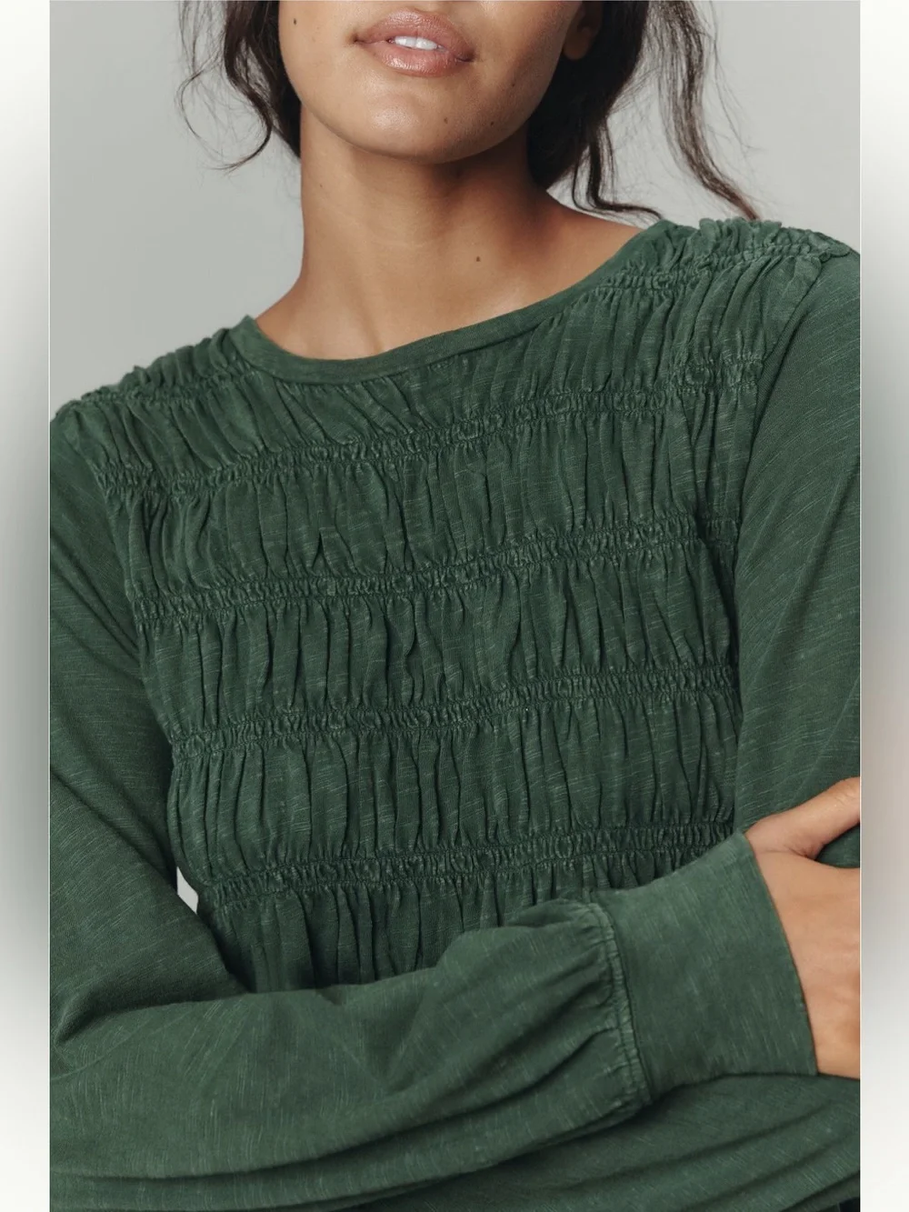 Pilcro Long Sleeve Smocked Top